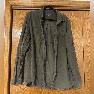 Eddie Bauer Men's Dark Olive Corduroy Shirt Jacket